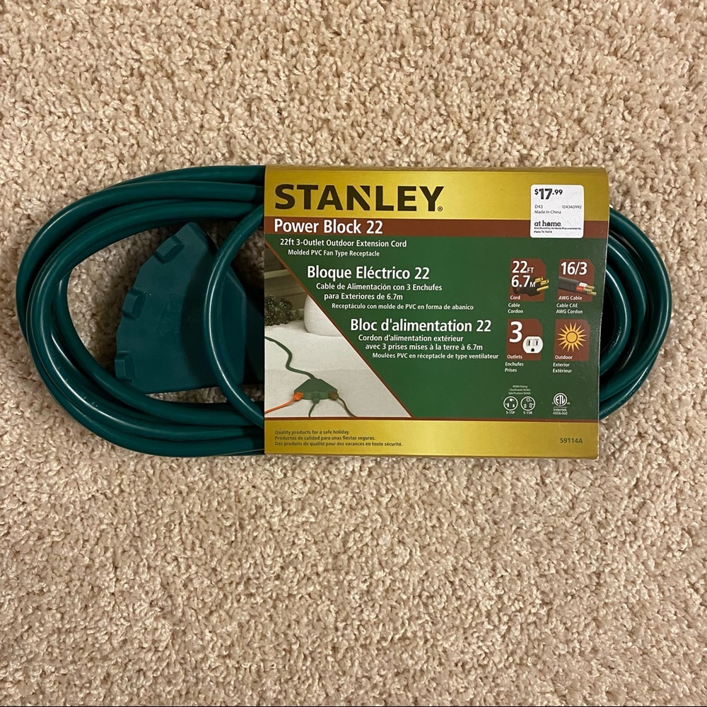 22ft Extension Cord (3 way split)